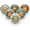 Craft Trade Multicolore Pomelli Delle Porte Pomello per Porta Dell'armadio Boho Ceramica Antica Tira le Hardware Manopole per Mobili da Cucina e Mobili- Set da 06
