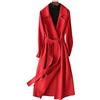 GL Suit Donna 100% Lana Trench Cappotti Autunno Inverno Tinta unita Cashmere Cappotto Slim Caldo Lungo Lana Cappotto Maniche Lunghe Cardigan Giacche Outwear con Cintura, Rosso,M