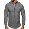 BOLF Uomo Camicia a Manica Lunga Camicetta a Righe Elegante Quotidiana Tempo Libero Festa Classica Basic Slim Fit Casual Style 22730 Nero XL [2B2]
