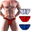 Meshal Slip da uomo in cotone a vita bassa morbido traspirante rigonfiamento Pouch biancheria intima sexy, Rosso/Blu/Bianco 3pcs, Large