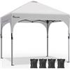 YITAHOME Gazebo Impermeabile 3 X 3 M Pieghevole Pop-Up Tendone Da Esterno Altezza Regolabile Con 4 Sacchi Di Sabbia Di Peso E Sacca Di Trasporto Per Patio/Spiaggia/Campeggio/Festa, Bianco