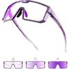 KAPVOE Occhiali Ciclismo Fotocromatici Occhiali da Sole Sportivi MTB Bici da Corsa Uomo Donna Trasparenti Bicicletta K232
