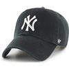 47 MLB New York Yankees Clean Up, berretto da baseball unisex, cinturino regolabile e fibbia, logo bianco, colore nero