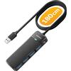 iDsonix Hub USB 3.0 con cavo lungo 180 cm, hub USB 3.0 a 4 porte ultra sottile, adattatore multi porta USB, adattatore multiporta hub di estensione USB per laptop, PC, MacBook, unità flash USB