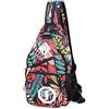 FANDARE Zaino Scuola Monospalla Borsello Monospalla Uomo Donna Zaino Monospalla Ragazza/Ragazzo Borsa a Tracolla Borsello da Uomo Sling Bag Borsa Sportiva Viaggio Gym Poliestere Rosse Foglie