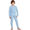 LAPASA Pigiama Caldo Bambino 100% Cotone Ipoallergenico Set Intimo Termico Maglia a Manica Lunga e Pantaloni Bambini Sci Calcio 9-10 Anni Blu Chiaro(B)