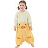 outfit spring Sacco Nanna con Piedini Bambini, Caldo Sacco a Pelo Maniche Lunghe & Gambe Separate, Morbido Cartone Animali Pigiama Pagliaccetti per Ragazze Ragazzi Quattro Stagioni 1-3 Anni Anatra Gialla