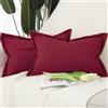 Madizz 2 Pezzi Poliestere Lino Copricuscini con bordo largo Morbido Decorativo Fodere per Cuscino Lusso Stile per Divano Camera da Letto 30x50 cm Rosso