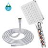 YEAUPE PRO Soffione YEAUPE Pro Doccino per Doccia Alta Pressione, Soffione Quadrato Grande con 6 Tipi di Getto, Doccia Bagno, Bianco