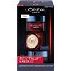 L'Oréal Paris Set per la cura del viso, anti-invecchiamento e la cura notturna con effetto 3 volte, con pro-retinolo, ialurone e vitamina C, Revitalift Laser X3, 2 x 50 ml