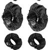 Defresit Set di 4 copricerchi per passeggino, antipolvere per ruota del passeggino, accessori per 4 ruote - 2 grandi + 2 piccoli, impermeabili antipolvere (nero)
