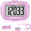 AVTREK Pedometro 3D con clip, cordino e retroilluminazione a LED, semplice contapassi, per camminare, correre, per uomini, donne, anziani (rosa)