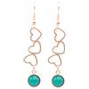 NILUXE DESIGN-Orecchini cuore pietre naturali placcati in oro - Orecchini cuore pietra pendenti dorati - Orecchini donna pietre naturali - Orecchini cuori (Jade verde)