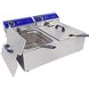 MOOTACO Friggitrice elettrica professionale in acciaio inossidabile con coperchi a doppia vasca 20L 3000Wx2