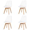 EGGREE Set di 4 Sedie da Pranzo Scavate Scandinave, SGS Testate, 4 da Cucina Ammortizzate E Retrò, Vuota Sedie da Ufficio, Gambe in Faggio Massiccio - Bianco