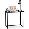 relaxdays Scrivania Ufficio Salvaspazio, Tavolo richiudibile Cameretta, 74,5x80x45cm,Nero, 5 x 80 x 45 cm
