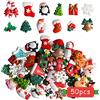 Kalolary 50 Pezzi Ornamenti natalizi in miniatura, Kalolary Resina Flatback Babbo Natale Pupazzo Neve Albero Campana Resina Charms per Cassa Telefono Famiglia Natale Artigianato Fai Da Te
