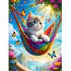 TOSTOG 5D DIY Diamond Painting Kit Completo,Gatto e Amaca Rotondo Diamond Art Kit per Adulti e Principianti,Ricamo a Punto Croce Painting Pittura Decorazione Casa 30x40cm