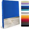 Moon Luxury lenzuolo sotto con angoli elasticizzati, Jersey Stretch 230 G/M² per acqua letti, materassi e tradizionali materassi, Cotone, blu royal, 90x200-100x220