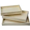 Fair Set 3 pz Vassoio in Legno Naturale da Portata e Decupage Rettangolare Senza Manico Decorare Dipingere