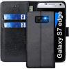 FMPCUON Cover per Samsung Galaxy S7 Edge,Cover in Pelle Samsung Galaxy S7 Edge,Flip Wallet Case Custodia in Pelle PU Premium,con Magnetica a Scatto per Samsung Galaxy S7 Edge,Nero