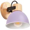 iDEGU Applique da Parete Rétro Vintage Orientabile Lampada da Parete Interno in Legno Ferro Industriale Plafoniere E27 Illuminazione Faretto da Parete per Soggiorno, Camera da Letto, Cucina (Viola)