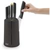 Joseph Joseph - Elevate Knives, set da 5 coltelli in acciaio inossidabile giapponese con ceppo rotante - Colore: nero
