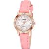 TASGO Orologio al quarzo da donna in pelle facile da leggere con diamante luminoso orologio da polso impermeabile alla moda per donne signore ragazze, Rosa