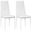 HOMCOM Set di 2 Sedie da Pranzo Moderne con Schienale Alto in Finta Pelle e Acciaio, 41x50x97 cm, Bianco