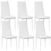 HOMCOM Set di 6 Sedie da Pranzo Moderne con Schienale Alto in Finta Pelle e Acciaio, 41x50x97 cm, Bianco