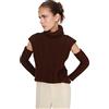 Trendyol Gilet Maglione Tessuto a Collo Alto Standard da Donna, Brown, S