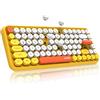 FELiCON x AJAZZ 308i Tastiera Wireless Cute Retrò, Tastiera per Computer Silenziosa Bluetooth con Rotondi Punk Compatti 84 Tasti, Texture Opaca, Design Macchina da Scrivere QWERTY per PC, Mac-Giallo