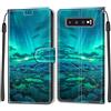 Feyten Cover per Samsung Galaxy S10 Plus, Custodia Samsung S10 Plus Portafoglio, Cover a Libro Galaxy S10 Plus con [Slot per Schede][Magnetica] Flip Protettiva Folio Case di PU Pelle Cover(Aurora)