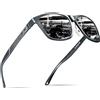 ATTCL Uomo Occhiali da sole polarizzati Super Light Al-Mg Metal Frame 18587 Gray