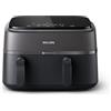 Versuni Philips Dual Basket Air Fryer - Cottura sana, veloce e versatile, capacità 9L, touchscreen, design a 2 cestelli (NA350/00)