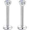 Candyfancy 1,2 mm CZ 16 G Piercing naso labret Tragus acciaio chirurgico stud orecchie, cartilagine, elix, labbro, orecchino Helic strass zirconia, pietra 2-4 mm, per regalo di Natale, zirconia