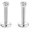 Candyfancy 1,2 mm CZ 16 G Piercing naso labret Tragus acciaio chirurgico stud orecchie, cartilagine, elix, labbro, orecchino Helic strass zirconia, pietra 2-4 mm, per regalo di Natale, zirconia