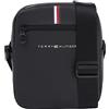 Tommy Hilfiger Borsa a Tracolla Uomo Essential Pique Reporter Media, Multicolore (Black), Taglia Unica