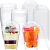 KAHEIGN 50 Pezzi Bicchieri da Dessert in Plastica con Coperchi e Cucchiai, 150ml Riutilizzabile Tazze da Dessert Quadrate Coppa Trasparente per Antipasti Parfait per Dessert Budino Mousse Festa