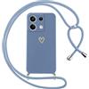 Oelrstfe Cover per Xiaomi Redmi Note 13 Pro 4G con Cordino,Custodia Silicone Morbido Sottile con Motivo Cuore e Collana Laccio Tracolla,Antiurto Antigraffio Corda Collo Regolabile Protettiva Case,Blu