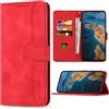 Bear Village Cover per Huawei P20 Lite/Nova 3E, Flip Custodia in PU Pelle con Slot per Schede, Magnetica Antiurto Protettiva Cover per Huawei P20 Lite/Nova 3E, Rosso