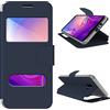 N NEWTOP Cover Compatibile per Samsung Galaxy J6 Plus, HQ Windows Notifiche Display Risposta Finestra Custodia Libro Flip Magnetica Simil Pelle Stand Protettiva (Blu)