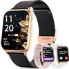 RifePhi Smartwatch donna, 1,83 Orologio bluetooth con Effettua/Risposta Chiamate,113+Sportive Smart watch Contapassi/24H Cardiofrequenzimetro/Sonno/SpO2, IP68 Fitness Tracker per Android iOS(Oro Nero)