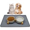 Nesirooh Ciotole per Cani Gatti Ceramica, Doppia Ciotola per Acqua e Cibo con Supporto in Bambù e Tappetino Antiscivolo per Gatti e Cani di Piccola Taglia (400ml, 2 Grigio)