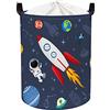 Clastyle Cesto Portabiancheria Spazio Cestino Portaoggetti Cosmico Cesta Biancheria Genitori per Organizzare Giocattoli Vestiti, Veicolo Spaziale, 40x50 cm