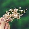 IYOU Fermaglio per capelli da Sposa Fermaglio a Fiore Oro Pezzo di capelli perla Pettine per capelli Prom Sposa damigella d'onore Accessori per capelli per Donne