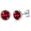 Josfeva Jösva SWAROVSKI®, orecchini in argento Sterling 925, colore blu/bianco/verde/rosso, 8 mm, rotondi, piccoli Sleeper Cluster con cristallo di Swarovski®, colore: Colore: rosso, cod. JYCED009h