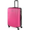 ITACA - Valigia Grande Rigida Viaggio Rigide. Trolley Grande con 4 RuoteDoppie Girevoli. Materiale ABS Valigia Rigida Grande Resistente e Leggero TSA, Fucsia/antracite
