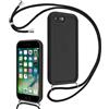Coalbooliy Cover per iPhone 7/8/iPhone SE 2022/SE 2020 4,7 con Cordino per Cellulare, Custodia Silicone Collana Sottile Case Protezione della fotocamera Antiurto con Necklace per iPhone 8, Nero