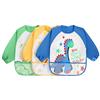 Vicloon Set di 3 Bavaglini Impermeabili con Maniche Lunghe e Tasca, Grembiule per Pappa Svezzamento, Dipingere, Giocare e Mangiare, Bambini Piccoli da 1-3 anni